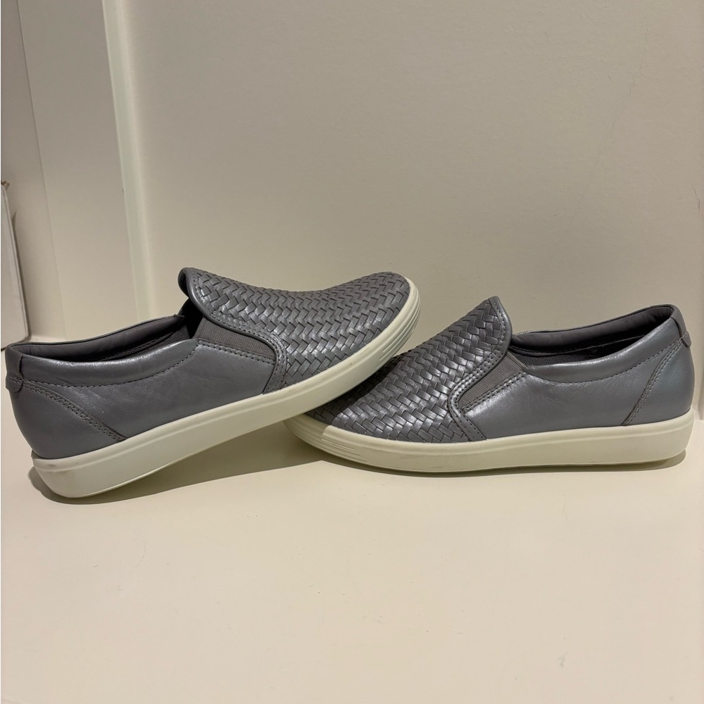 Womens Ecco SOFT 7 slip on blue metallic size 39 - Picture 2 of 6